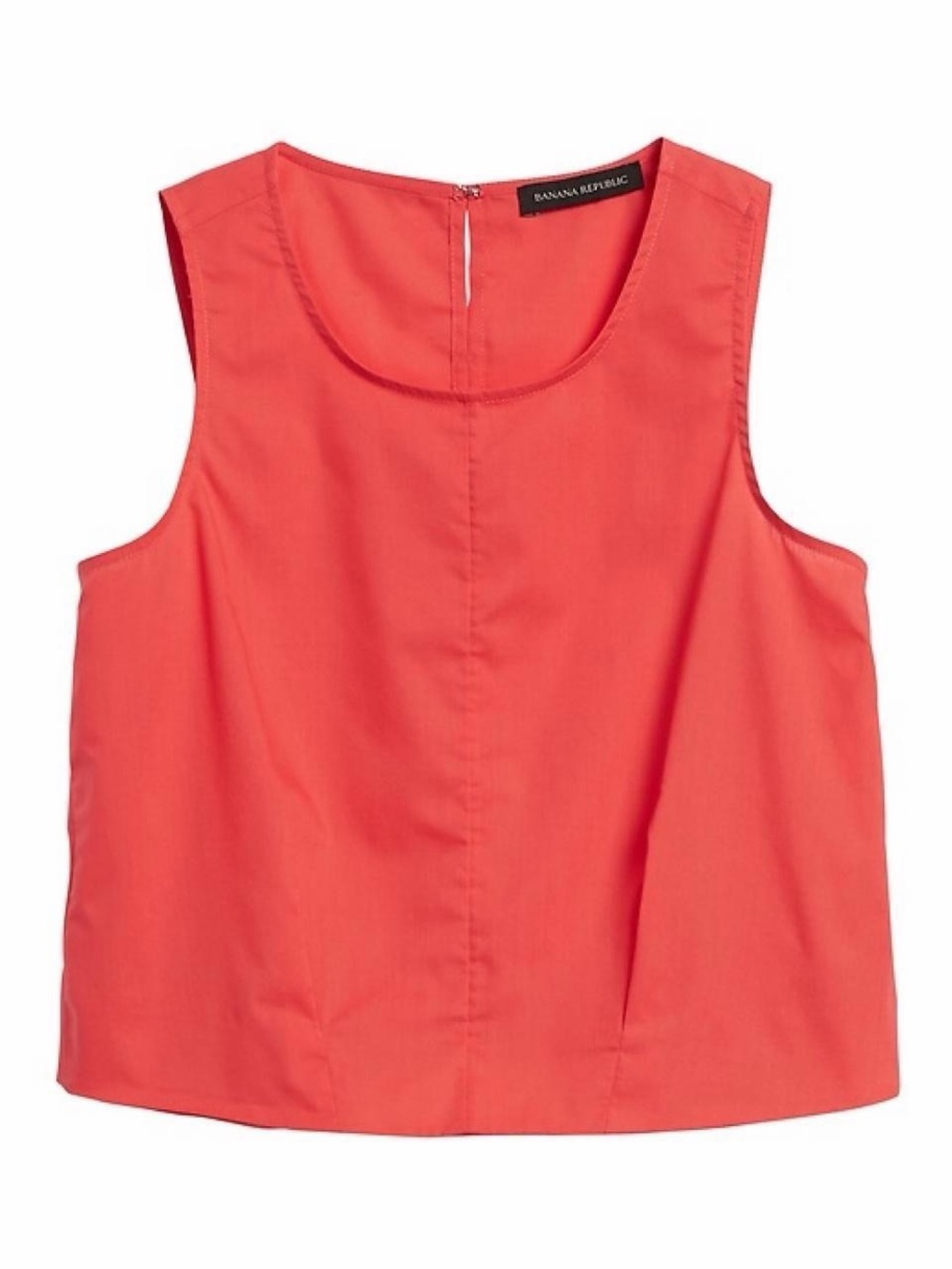 Banana Republic coral poplin cropped shell sleeveless blouse petite small